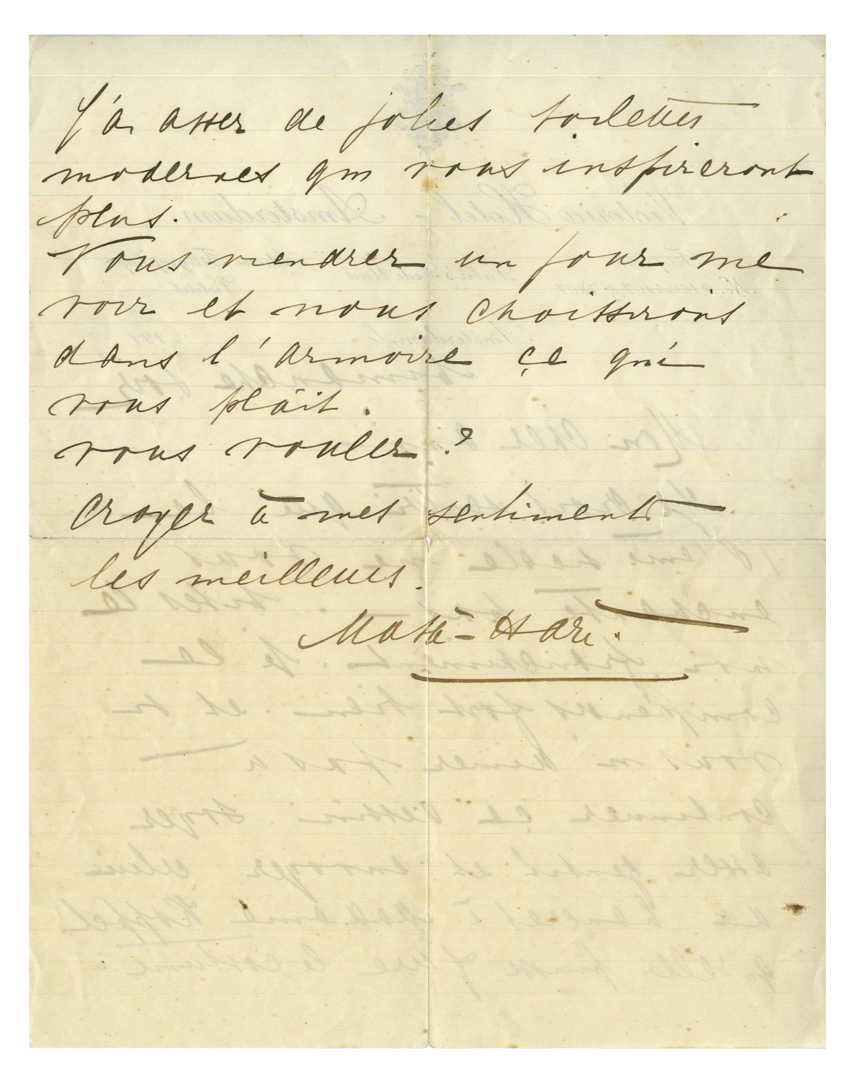 Lot Detail - Mata Hari Autograph Letter Signed -- Scarce as Signed With ...