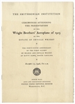 Smithsonian Program From 1948 for The Presentation of the Wright Brothers Aeroplane of 1903 -- Very Rare, With Infamous Smithsonian Label Printed Within