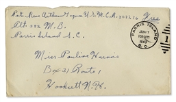 Iwo Jima Flag Raiser Rene Gagnon Signed Envelope -- WWII Dated From 1943