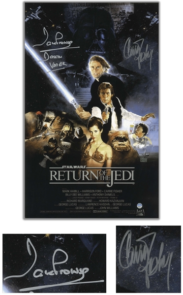 Carrie Fisher & Darth Vader's David Prowse Signed 10 x 16 Movie Poster Photo for Return of the Jedi -- With Steiner COA