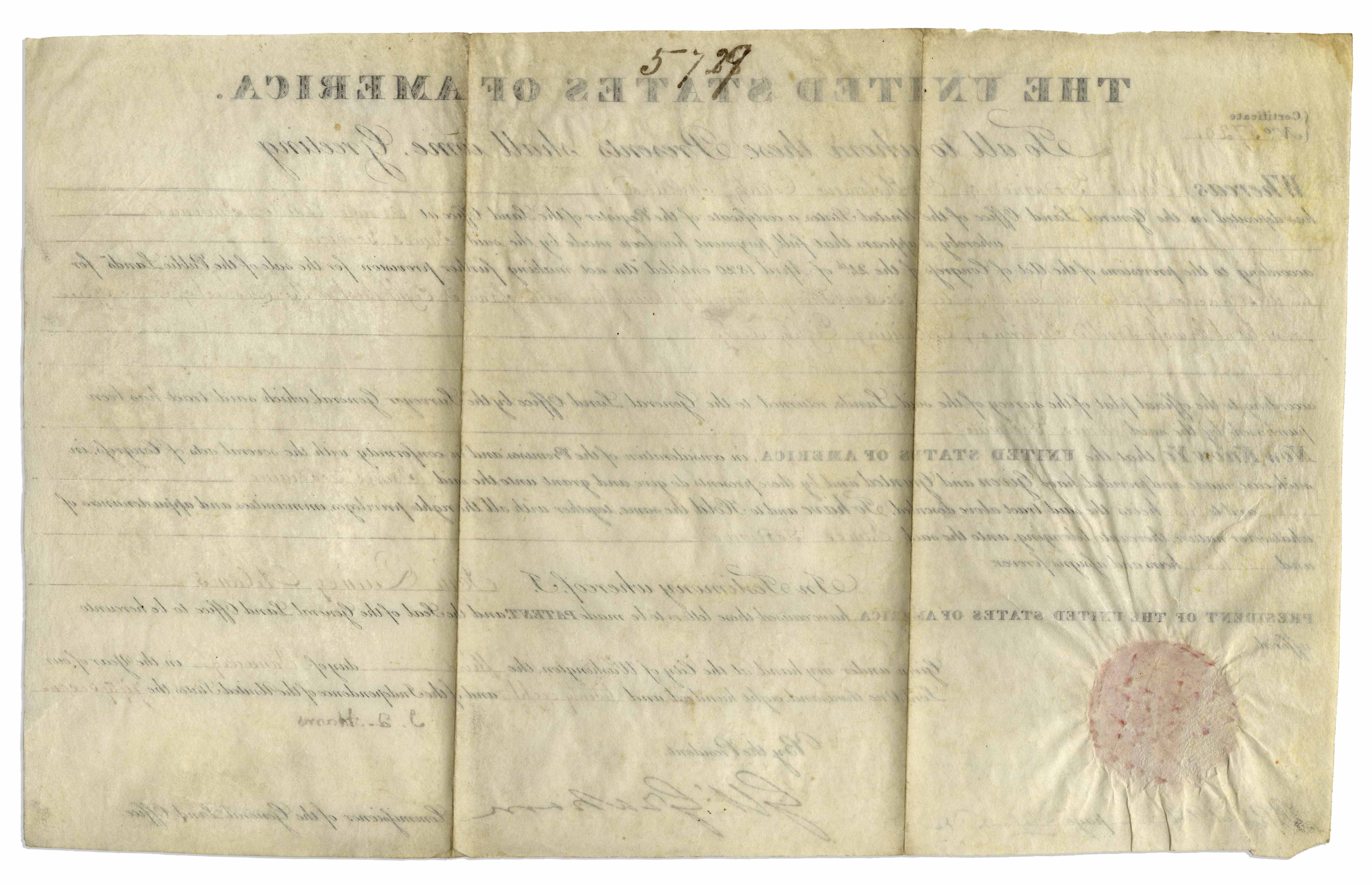 Lot Detail - John Quincy Adams Land Grant Signed as President ...