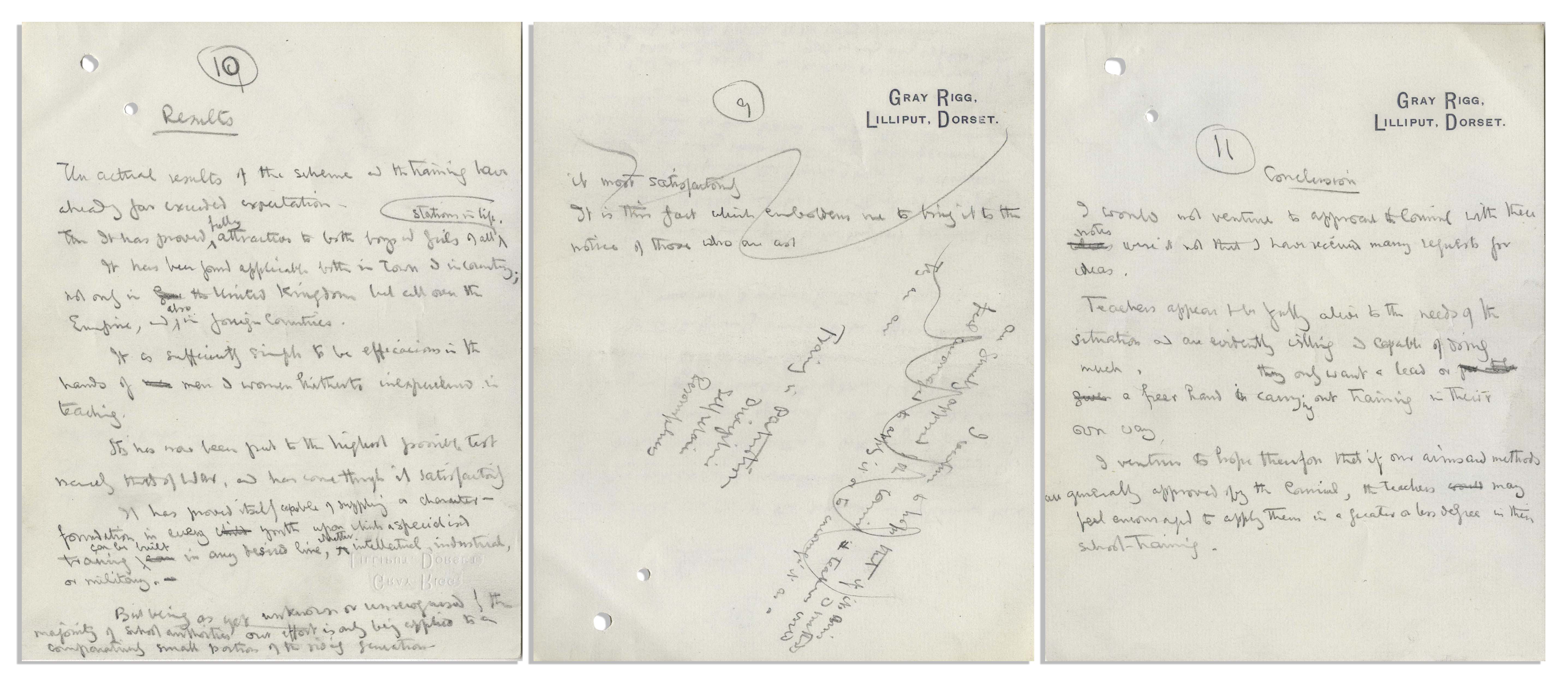 Lot Detail Robert Baden Powell 12pp Autograph Draft Letter Regarding The Nascent Boy Scouts Organization Circa 1917 During World War I Scout Training Brings Out The Individual Develops His Character