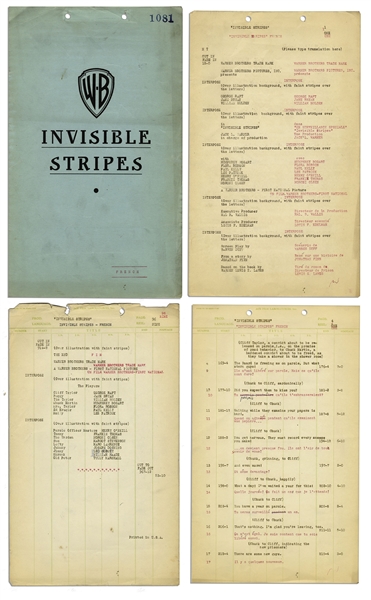 Vintage 1939 Script For ''Invisible Stripes'' Starring George Raft, Humphrey Bogart & William Holden -- With Hand Corrections & Notes