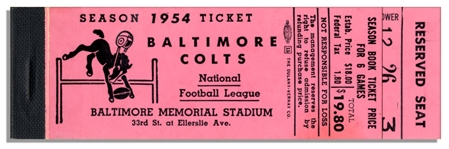 Lot of 3 Colts Season Ticket Books -- From 1954, 1955 and 1957