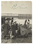 Roald Amundsen Signed Photograph -- Showing His Crew Dismantling the Famed Norge Aircraft