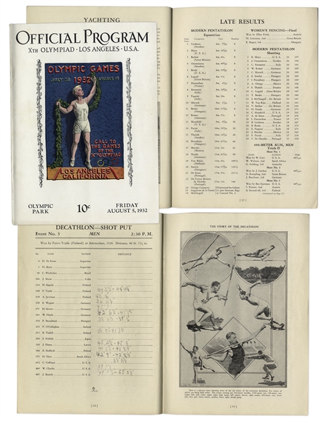Olympics Program for the 1932 Summer Games in Los Angeles -- Program for 5 August 1932 Events