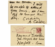 Alexander Calder Autograph Note Signed -- ...I am off to Europe...