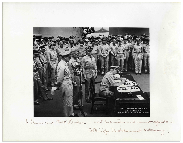 Admiral Chester Nimitz 14 x 11 Signed Photo of the Japanese Surrender