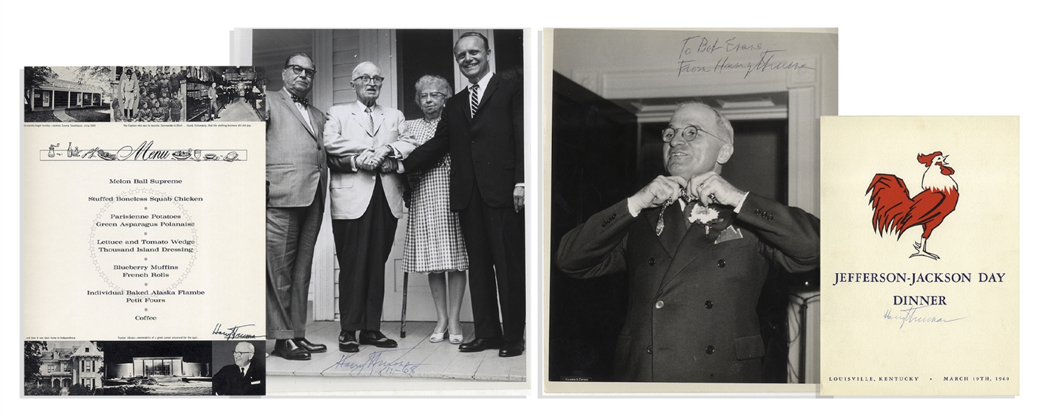 Harry Truman Lot of 13 Signatures, Including a Signed $1 ''Buck Stops Here''