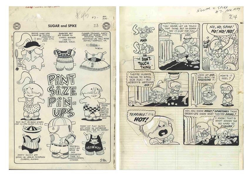 Sheldon Mayer Original Hand-Drawn ''Sugar and Spike'' Comic Book -- 18 Pages From the April-May 1957 Issue #7
