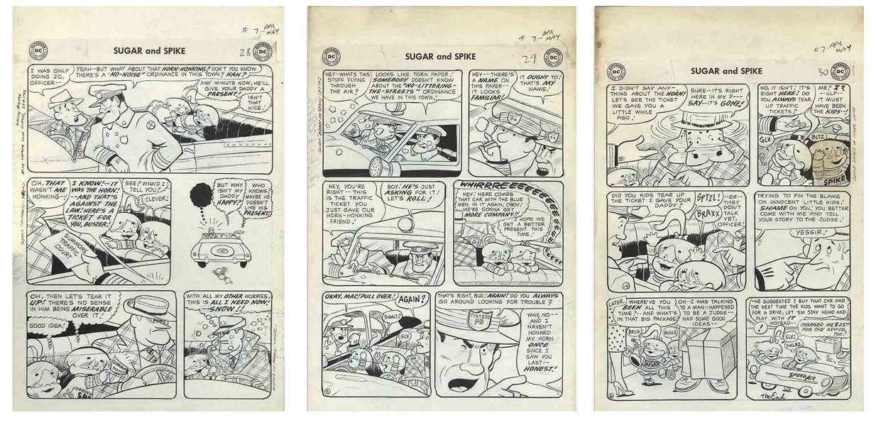 Sheldon Mayer Original Hand-Drawn ''Sugar and Spike'' Comic Book -- 18 Pages From the April-May 1957 Issue #7