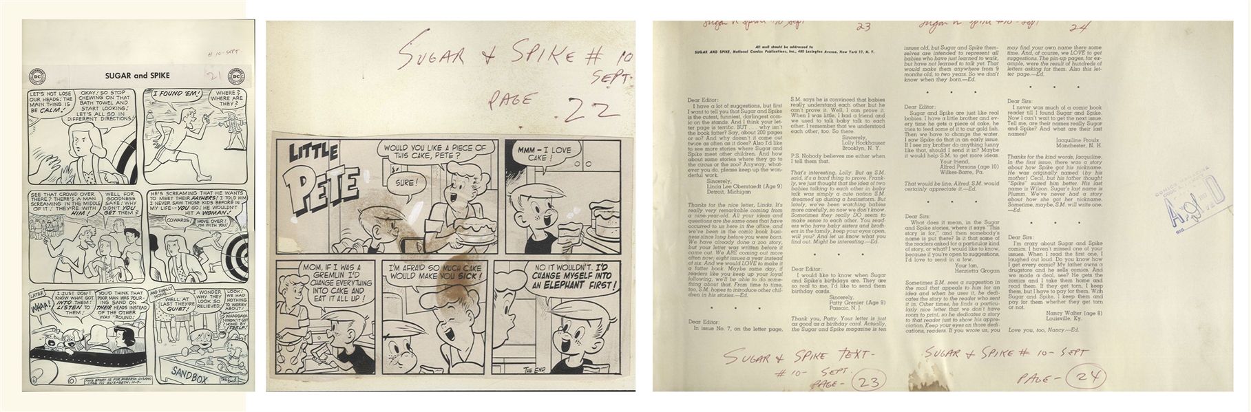 Sheldon Mayer Original Hand-Drawn ''Sugar and Spike'' Comic Book -- Complete Issue of 24 Pages From the September 1957 Issue #10 -- Sugar and Spike Try to Figure Out the Telephone & More Adventures