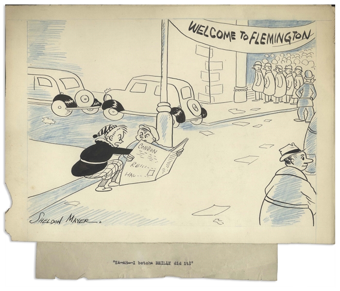 Early Sheldon Mayer Sketch From 1935 Regarding the Lindbergh Kidnapping Trial