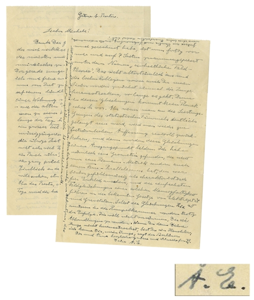 Albert Einstein Autograph Letter Signed Regarding His United Field Theory: ''...I have been brooding and calculating almost all of my days and half of the nights...'Unified Field Theory'...''