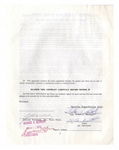 Bill Russell Contract Signed From 1975 as General Manager of the Seattle SuperSonics -- Russell Signs Player Al Carlson