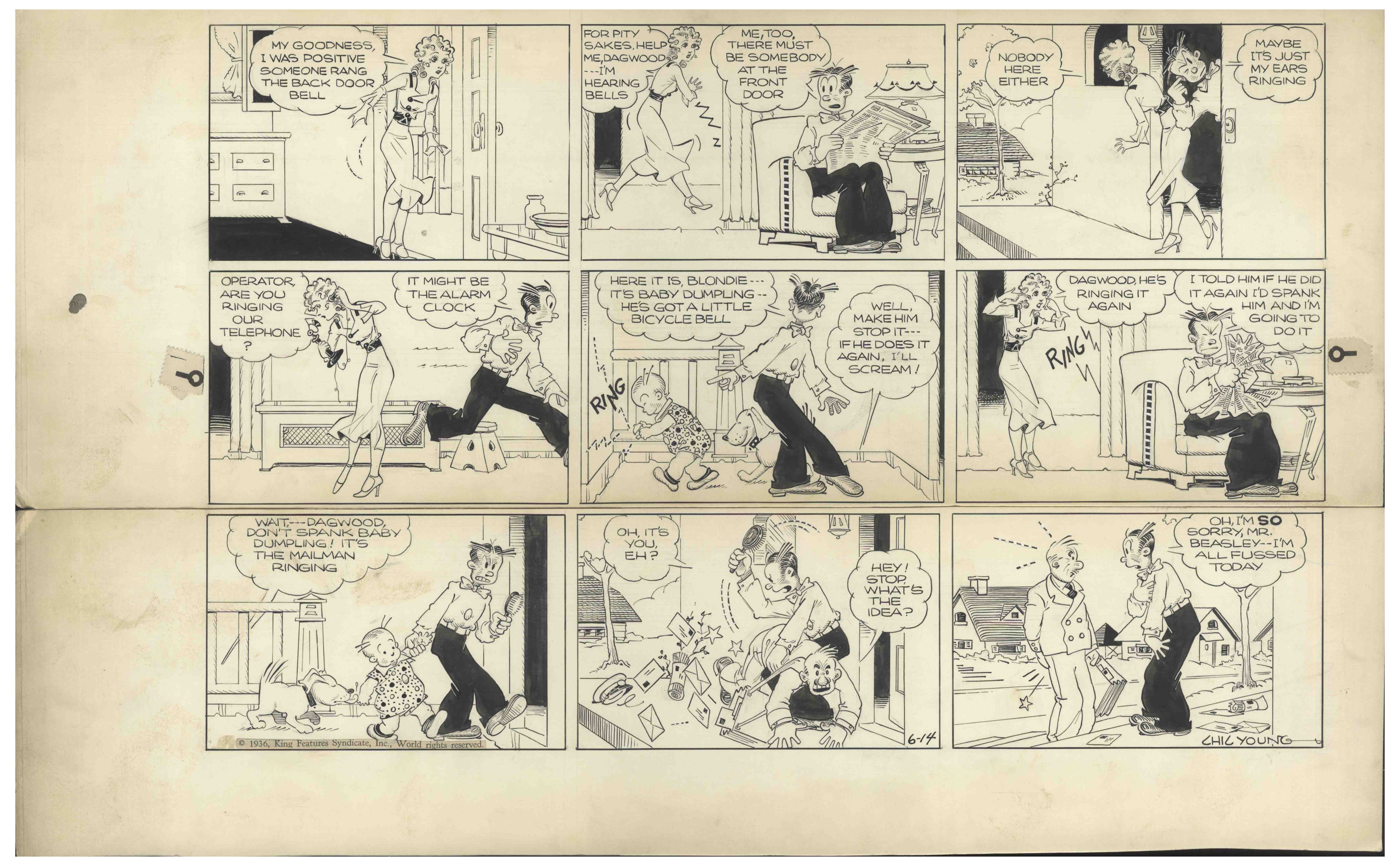 Lot Detail - Chic Young Hand-Drawn ''Blondie'' Sunday Comic Strip From ...