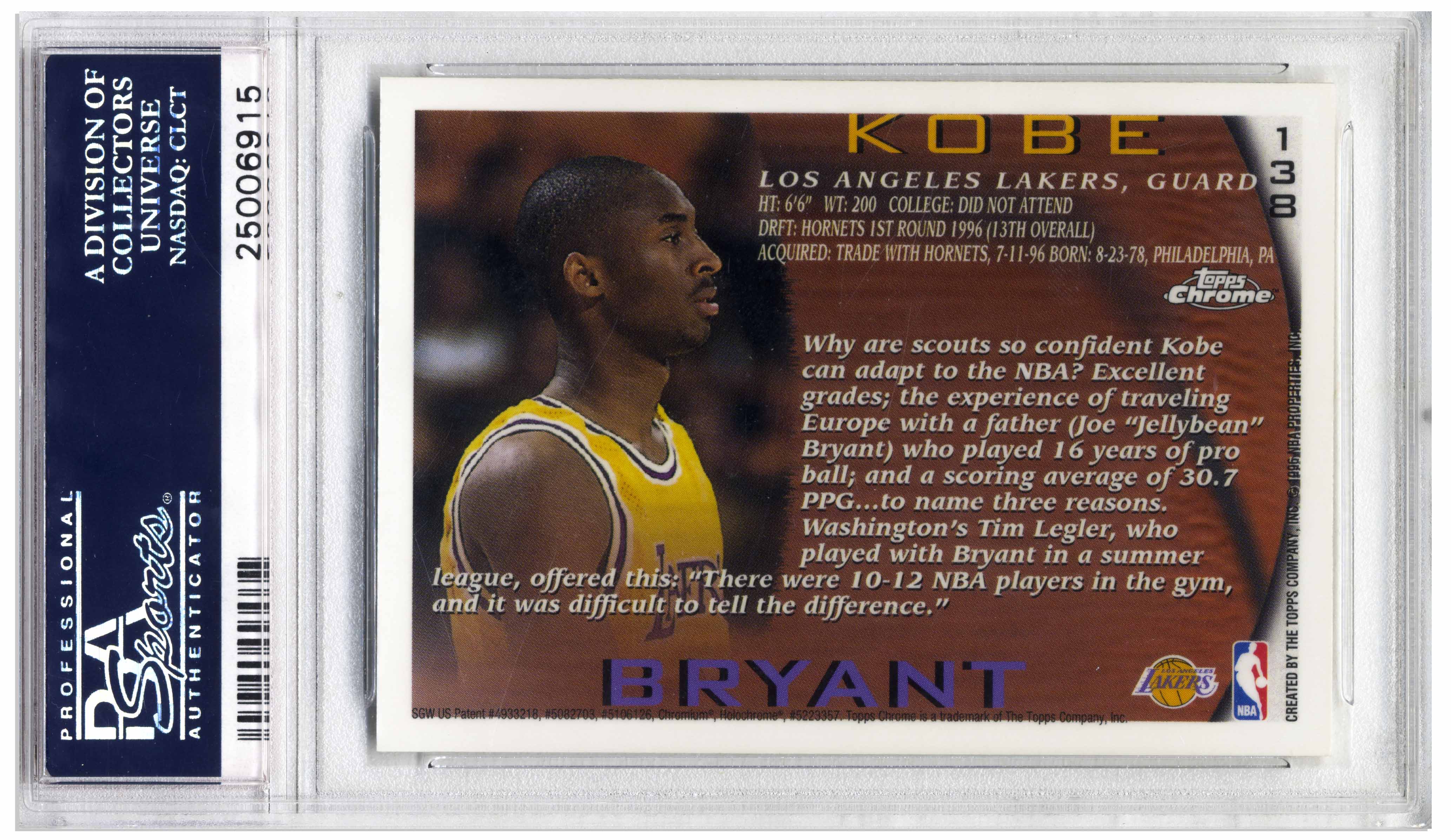 Lot Detail - Kobe Bryant 1996-97 Topps Chrome Lakers Rookie Card #138 ...