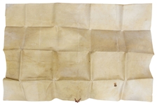 Large Medieval Manuscript Measuring 28'' x 22'' -- Theological Appointment With Gilt Detailing