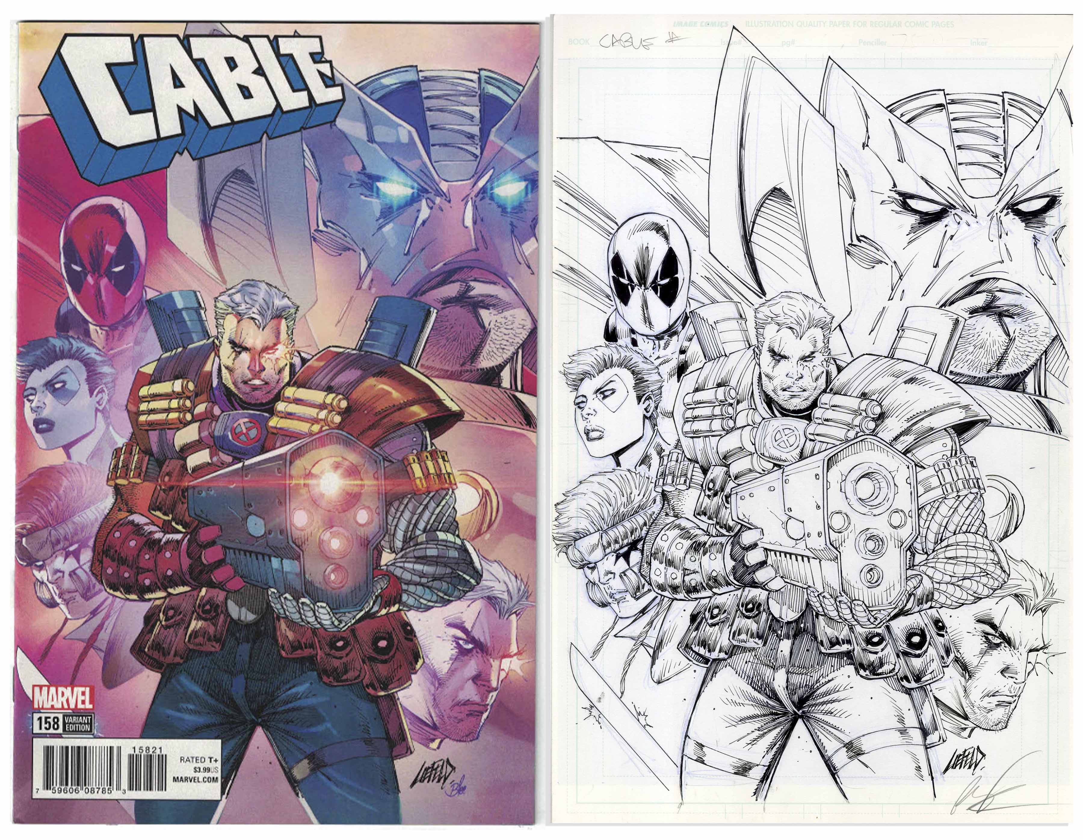 Lot Detail Original Cover Art For Cable By Creator Rob Liefeld Featuring X Force 18 Issue 158 Variant Edition Measures 11 X 17