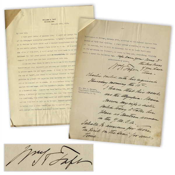 Lot Detail - William Taft Letter Signed During WWI With Long Autograph ...