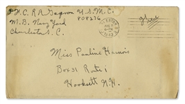 Rene Gagnon 1943 WWII Autograph Letter Signed, Plus Signed Envelope -- ''...They just put up the list of names of those that are leaving for combat duty overseas...''