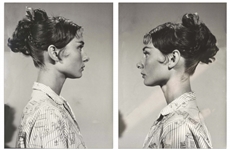 Audrey Hepburn Personally Owned Pair of Photos From War and Peace, Testing a Hairstyle for the Film -- From the Personal Collection of Audrey Hepburn
