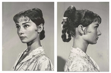 Audrey Hepburn Personally Owned Pair of Photos From War and Peace, Testing a Hairstyle for the Film -- From the Personal Collection of Audrey Hepburn