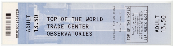 2001 World Trade Center Ticket -- Dated 23 August 2001