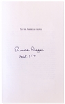 Ronald Reagan Signed First Edition of His Book ''Speaking My Mind''