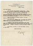 Franklin D. Roosevelt Letter Signed From 1927 Regarding Warm Springs -- ''...the big family spirit of 1926 when we only had a handful of people, had to be superseded by far stricter rules...''