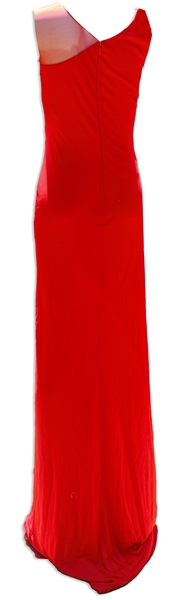 Whitney Houston Worn Full-Length Red Evening Dress