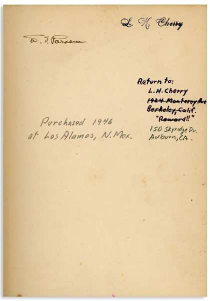 Enrico Fermi & Robert Oppenheimer Signed Book, ''Atomic Energy for Military Purposes'' -- Also Signed by Four Other Manhattan Project Scientists Who Developed the First Atomic Bomb
