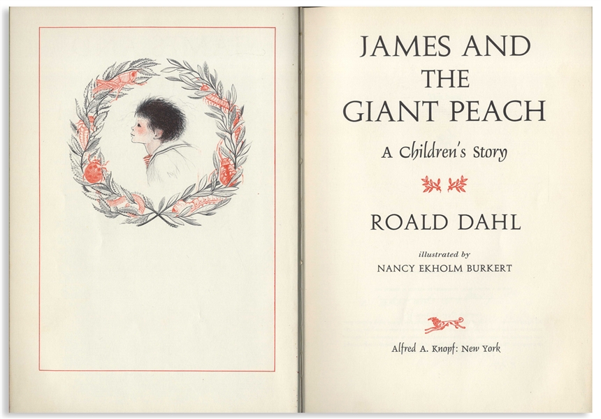 First Printing of Roald Dahl's ''James and the Giant Peach'', Housed in First Printing Dust Jacket
