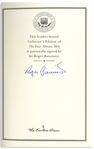 Roger Bannister Signed Deluxe Edition of ''The Four Minute Mile'' -- Bannister's Inspiring Story of Being the First Person to Break That Barrier in 1954