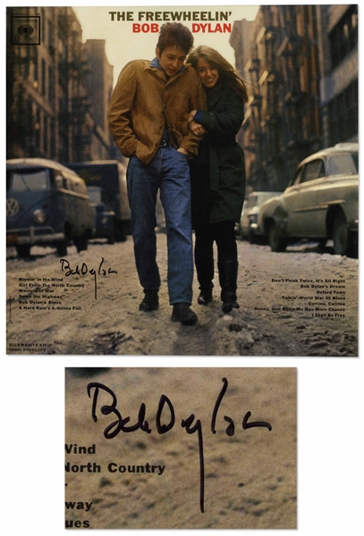 Bob Dylan Signed Album ''The Freewheelin' Bob Dylan'' -- With COAs From Jeff Rosen and Roger Epperson