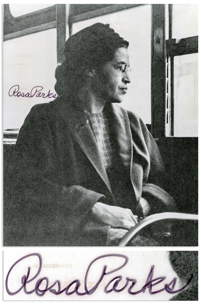 Rosa Parks Signed 8'' x 10'' Photo of Her Sitting in a Bus