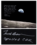 Frank Borman Signed 20 x 16 Photo, With His Thoughts About the Moon: ...its a vast, lonely, forbidding-type existence...