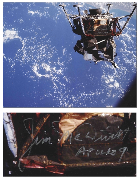 James McDivitt Signed 20'' x 16'' Photo of the Apollo 9 Lunar Module in the Earth's Orbit