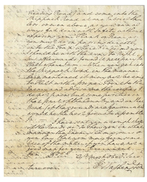 Exceptional George Washington Autograph Letter Signed on 24 September 1777, Two Days Before the British Captured Philadelphia -- ''...strike up the country without getting nearer to the Enemy...''