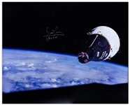 James Lovell Signed 20'' x 16'' Photo of the Gemini VII Spacecraft, as Seen by Gemini VI-A in Rendezvous