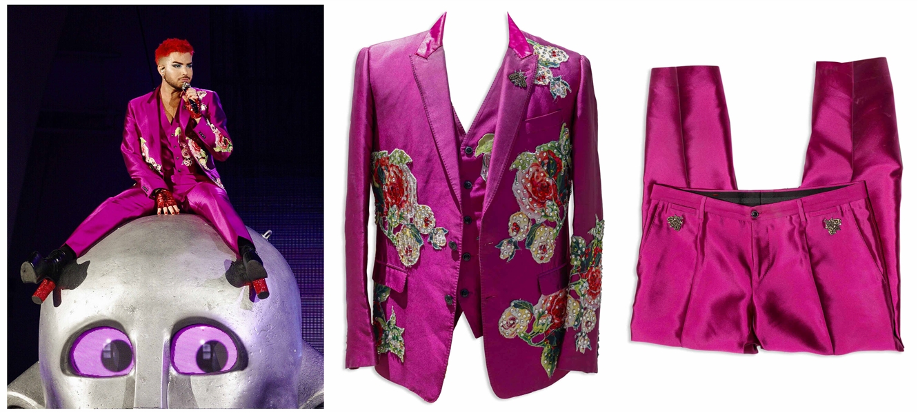 Adam Lambert Stage-Worn Suit From The Rhapsody Tour With Queen -- Three-Piece Suit Made by Dolce & Gabbana