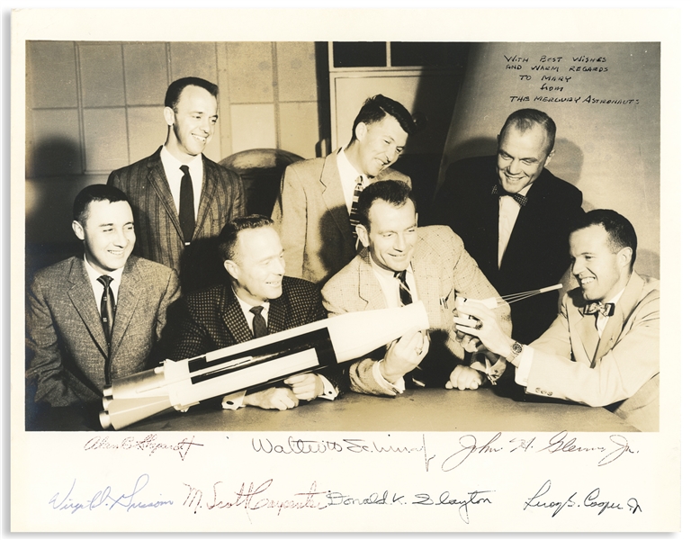 Mercury 7 Signed 10'' x 8'' Photo, Signed by All Seven Astronauts -- With JSA COA