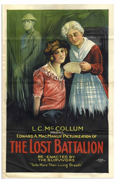 Original One Sheet Movie Poster for ''The Lost Battalion'' 1919 Silent Film