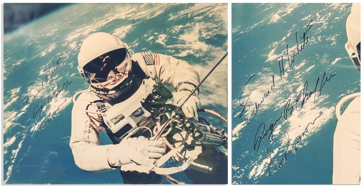 Apollo 1 Crew-Signed 20'' x 16'' Photo -- With Very Large Signatures by Edward White, Roger Chaffee and Gus Grissom