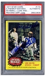 Star Wars Card #170 Signed by Mark Hamill, Carrie Fisher & Peter Mayhew -- Slabbed by PSA