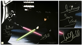 Mark Hamill and Dave Prowse Signed 20 x 16 Star Wars Photo Showing Their Famous Light Saber Duel