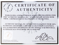 Mark Hamill and Dave Prowse Signed 20'' x 16'' Star Wars Photo Showing Their Famous Light Saber Duel