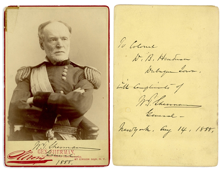 General William Tecumseh Sherman Twice-Signed Cabinet Card