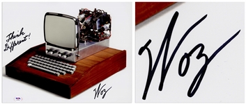 Steve Wozniak Signed 14 x 11 Photo of the Apple 1 Computer, Writing Think Different! -- With PSA/DNA COA