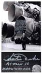 Charlie Duke Signed 16 x 20 Photo of Wernher von Braun Standing Next to the Apollo Saturn V Rocket -- ...I think he knew more about rocketry than any person alive at the time!